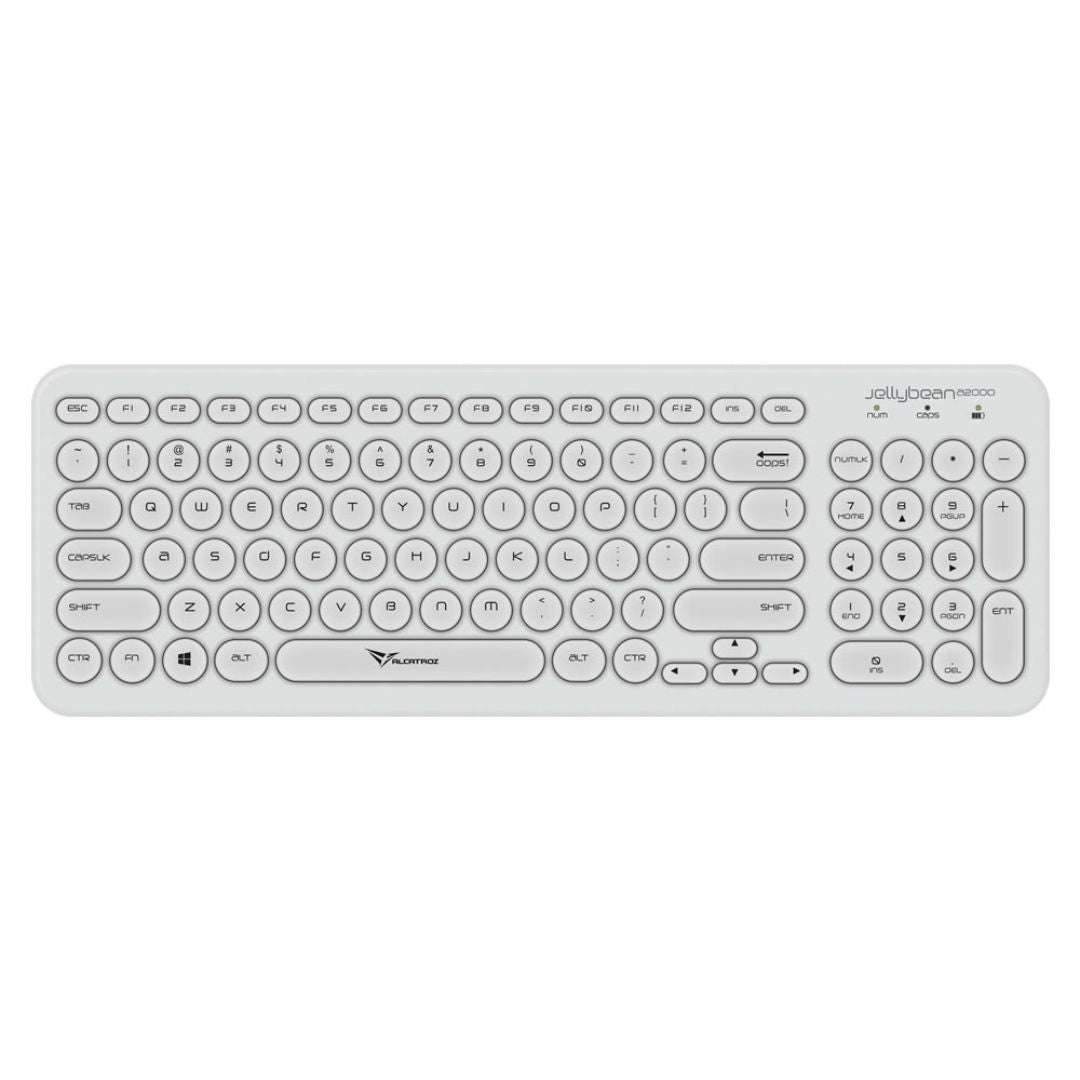 Alcatroz A2000 Jellybean Wireless Keyboard and Mouse Combo - White