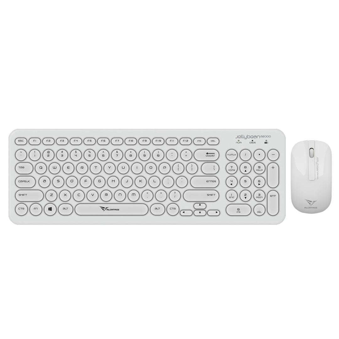 Alcatroz A2000 Jellybean Wireless Keyboard and Mouse Combo - White