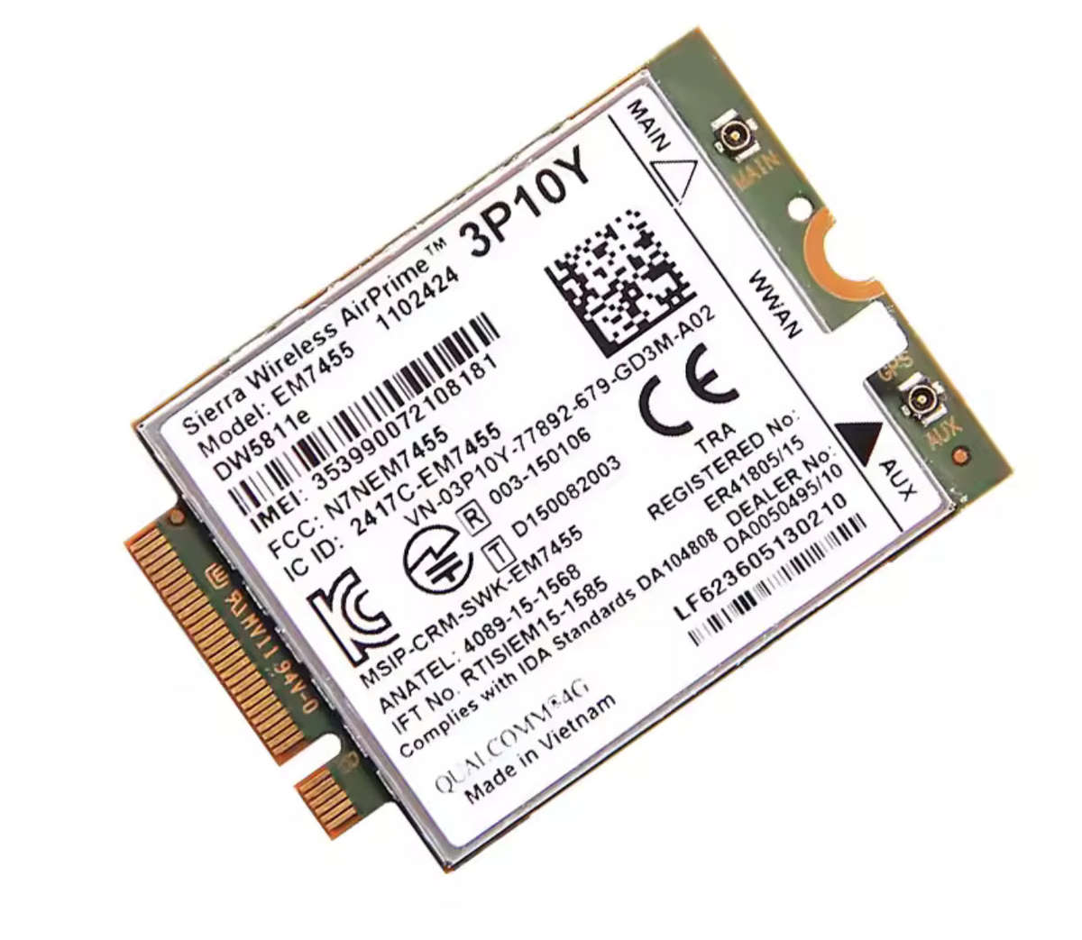 Sierra Wireless Airprime EM7455 DW5811e 3P10Y CAT6 4G Module for DELL E7270 E7470 E7370 E5570 E54...