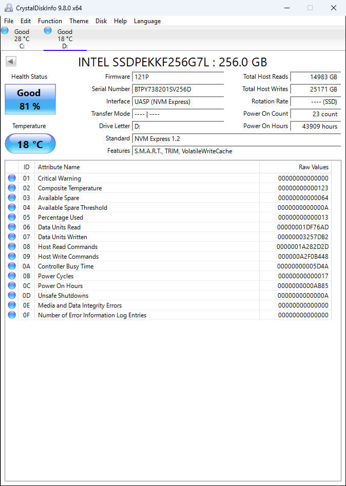 INTEL SSDPEKKF256G7L : 256.0 GB M.2 SSD 2280 (Test Results In Images)