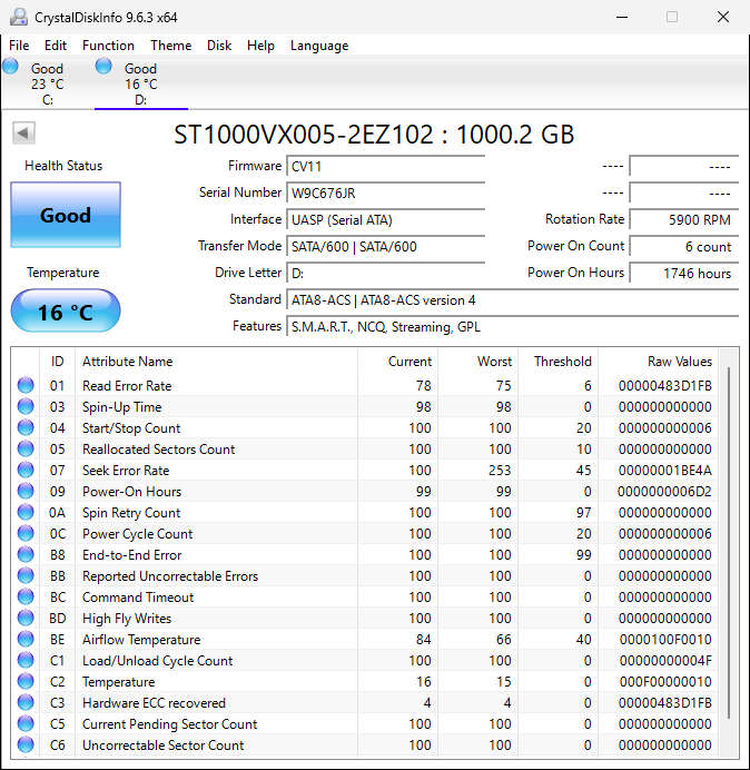 SEAGATE ST1000VX005-2EZ102 Skyhawk 1TB W9C676JR Test Results In Images