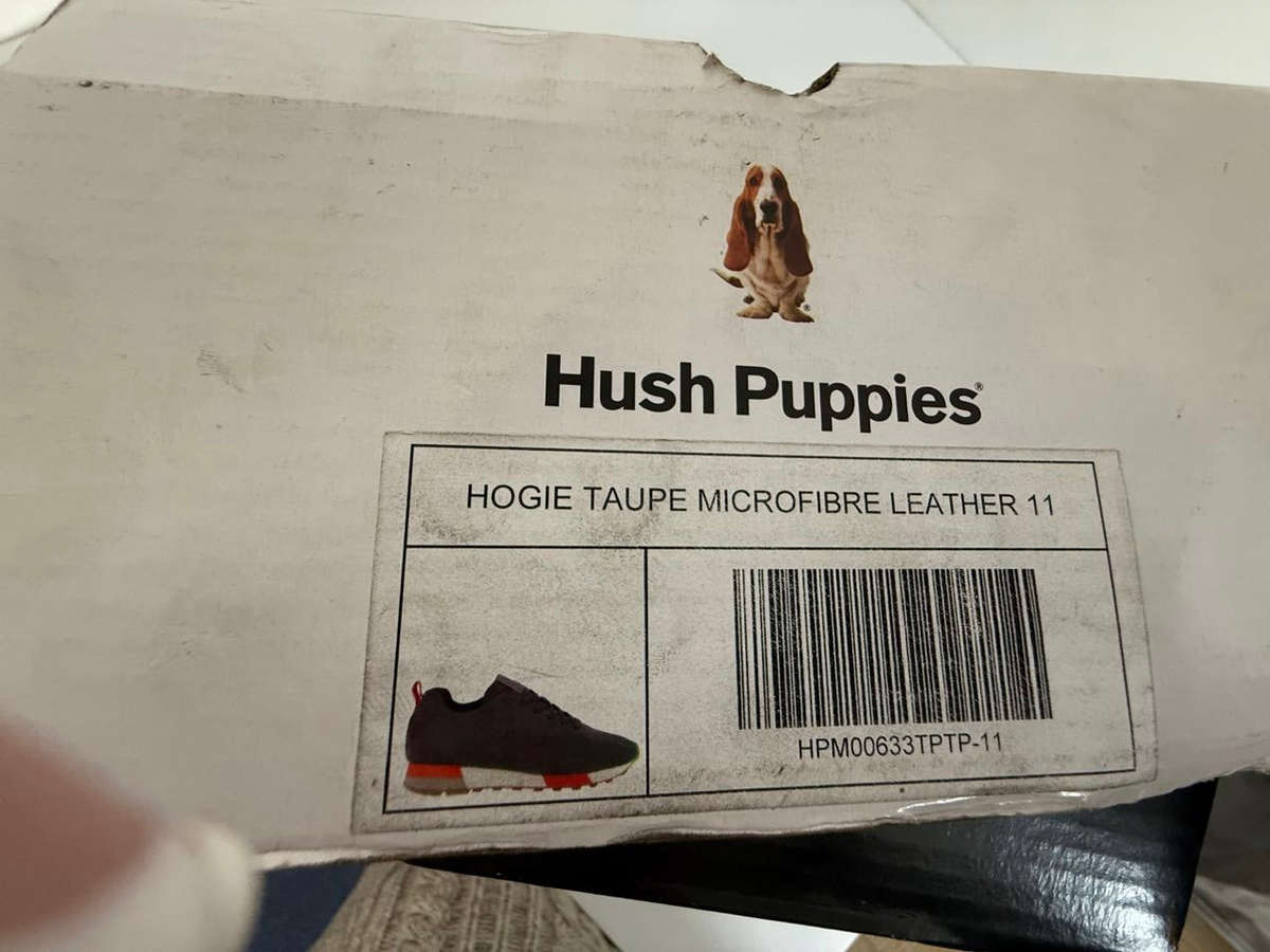 Hush Puppies Hogie Taupe Microfibre Leather - UK 11