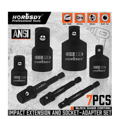 HORUSDY 7Pcs Impact Power Drill Socket-Adapter Set - Hex-Shank