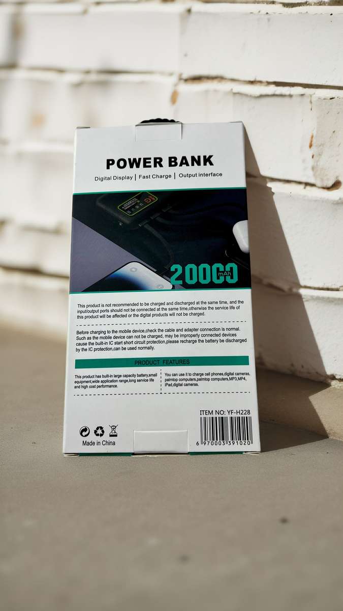 20000 mAH Power Bank With Built In Cables And Flashlight