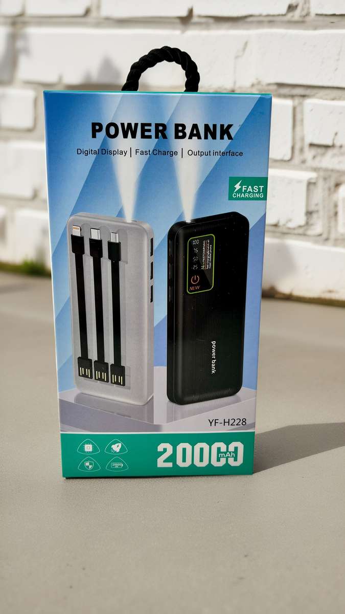 20000 mAH Power Bank With Built In Cables And Flashlight