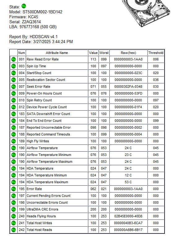 HDD 500GB Model:ST500DM002-1BD142 (01)