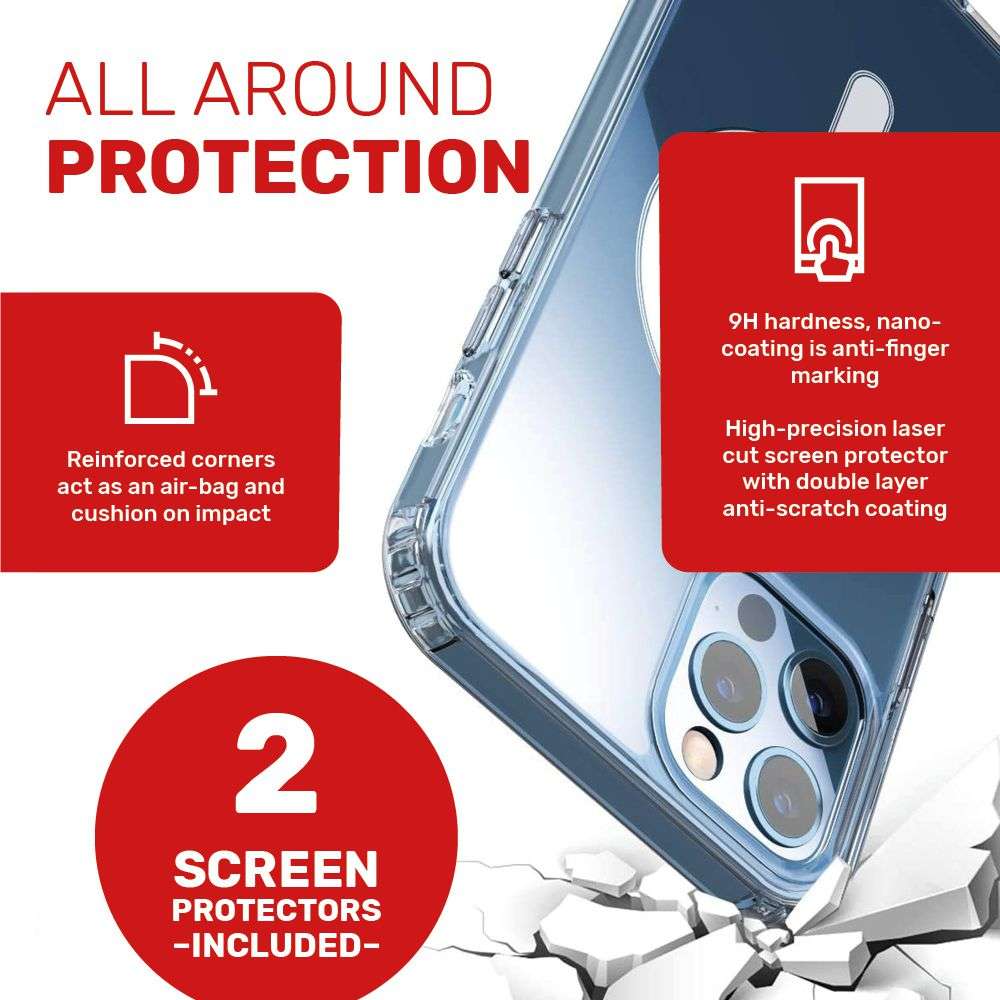 Ntech Magsafe iPhone 12 Mini Case Cover with 2 Screen Protectors