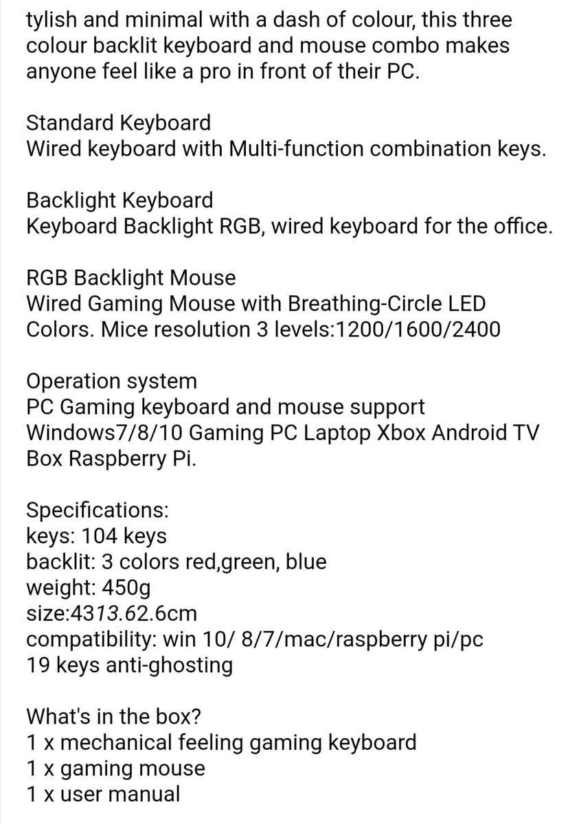 Colourful Backlit Keyboard With Mouse