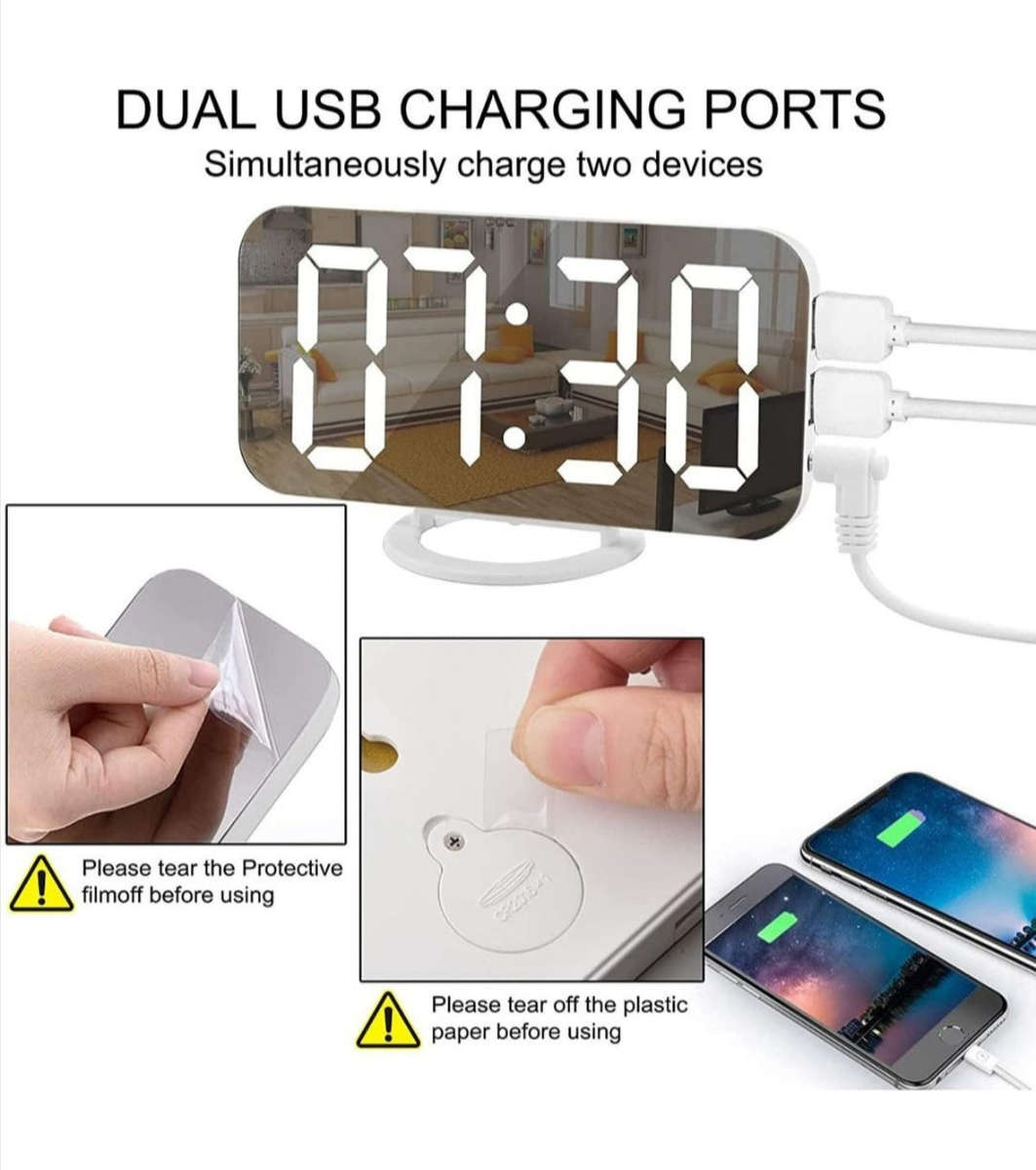 7'' LED Electronic Mirror Alarm Clock (Slight Scratches-Open Box Unit) Price marked down