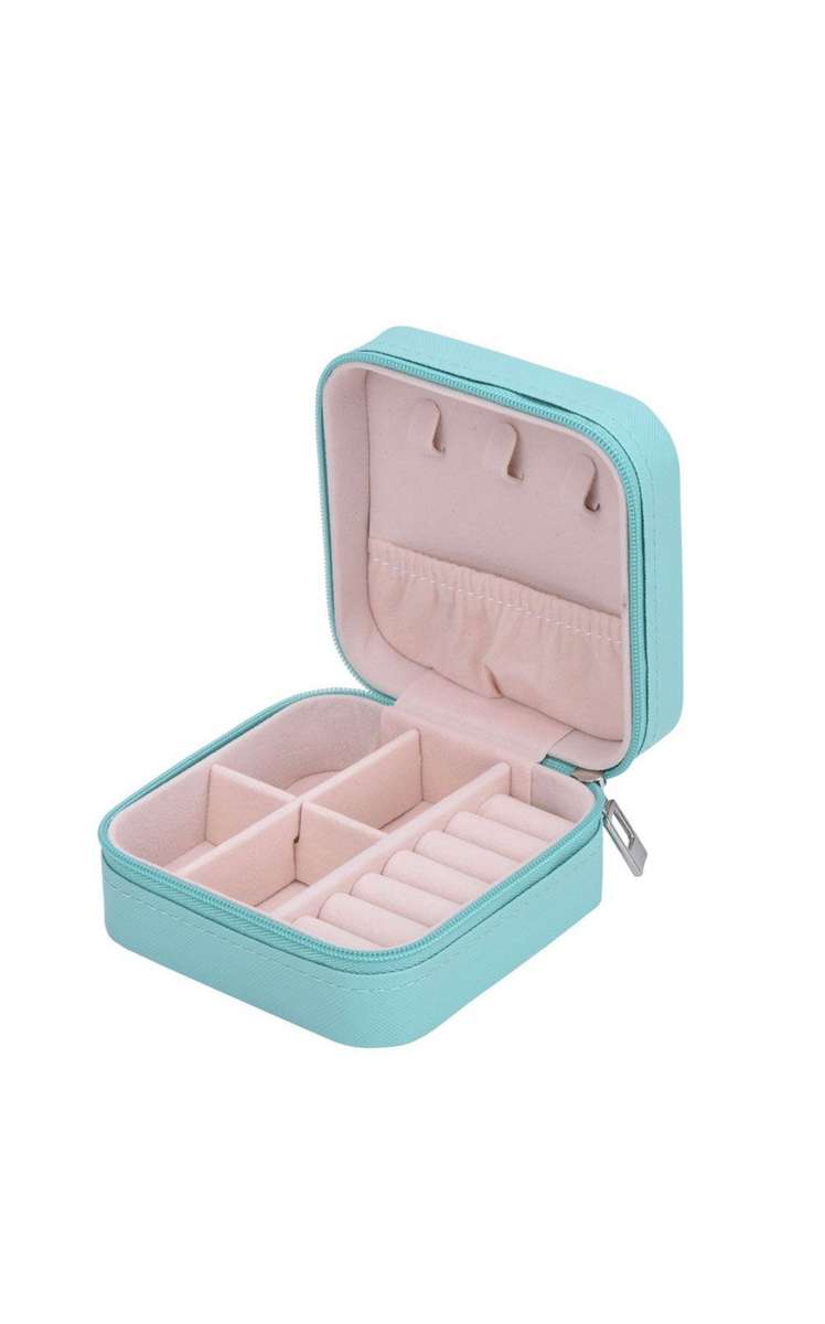 Faux Leather Double Layer Jewelry Organiser/Aqua