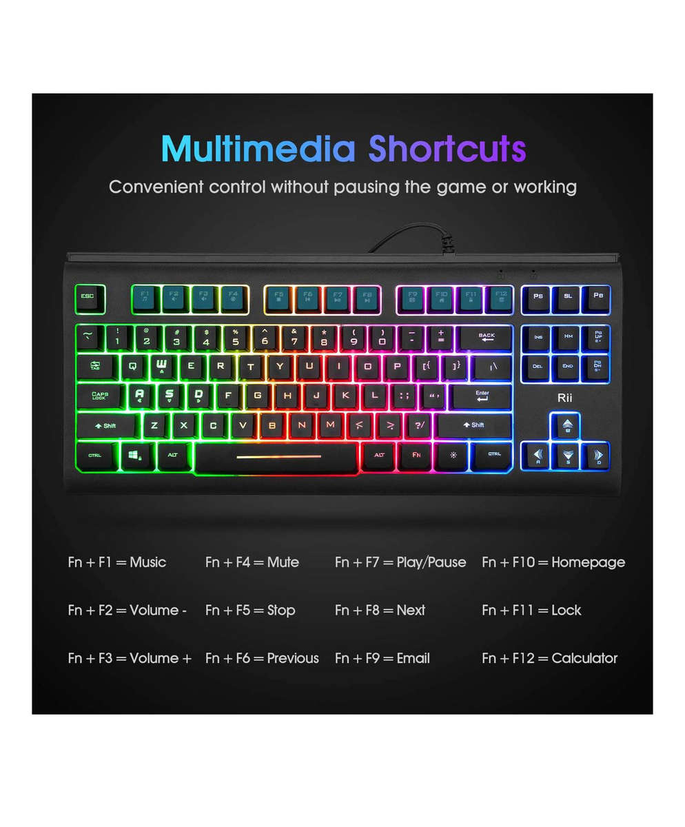 Rii RK104 RGB Wired Gaming Backlit Keyboard