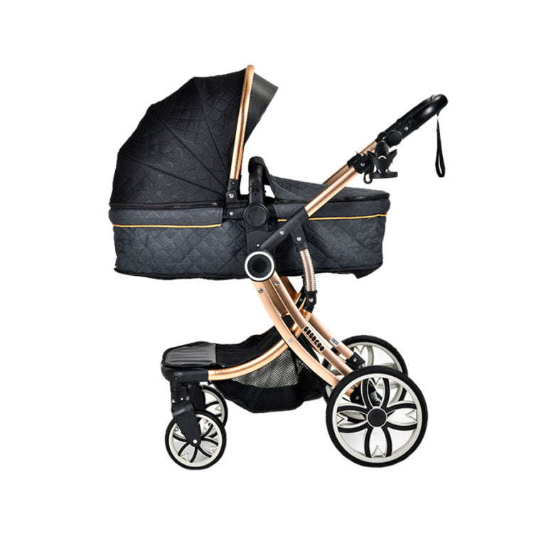 Luxury Baby Stroller 3-in-1 Eggshell - black