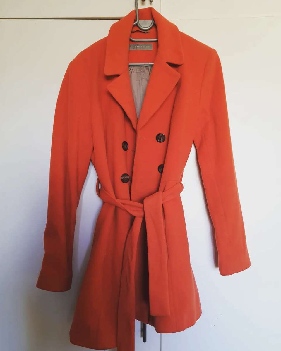 Orange belted wool jacket - M / Orange / Pietro Filipi