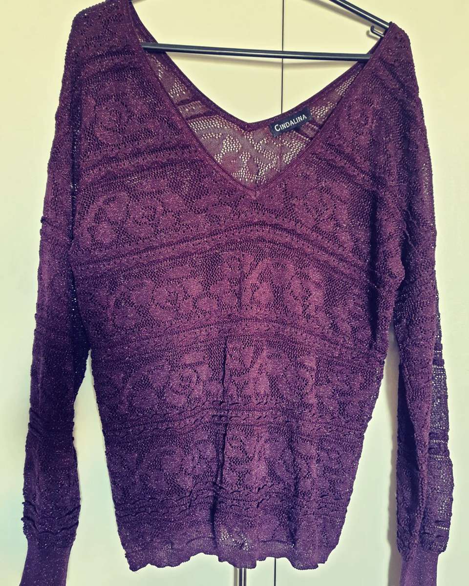 Sparkly purple sheer jersey - L / Purple / Cindalina