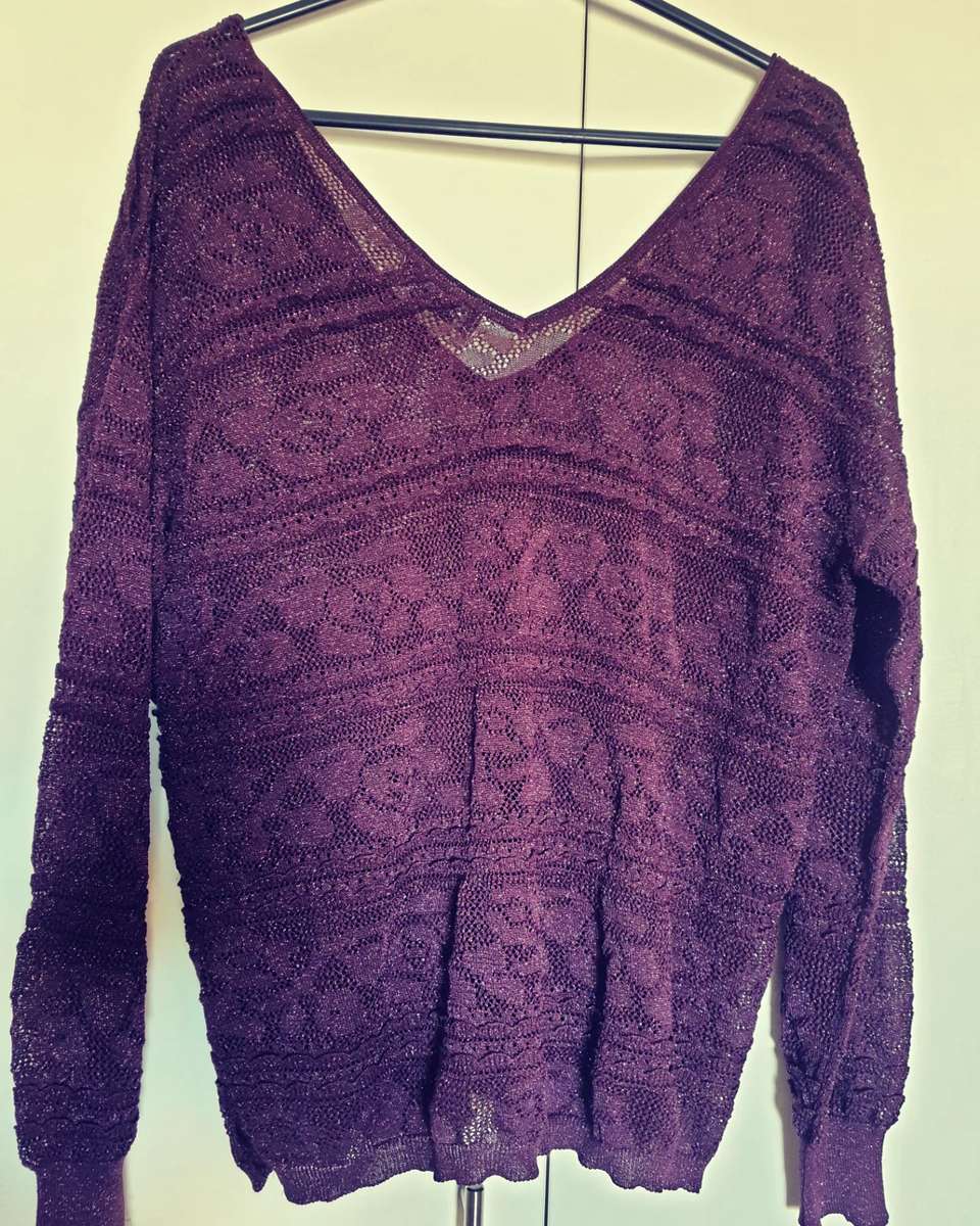 Sparkly purple sheer jersey - L / Purple / Cindalina