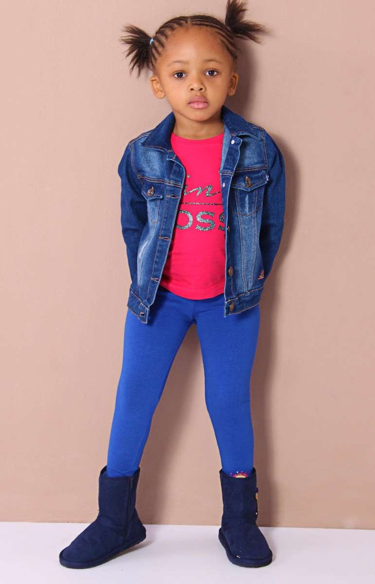 Girls Printed Tights - Blue - Blue / 6-7 years