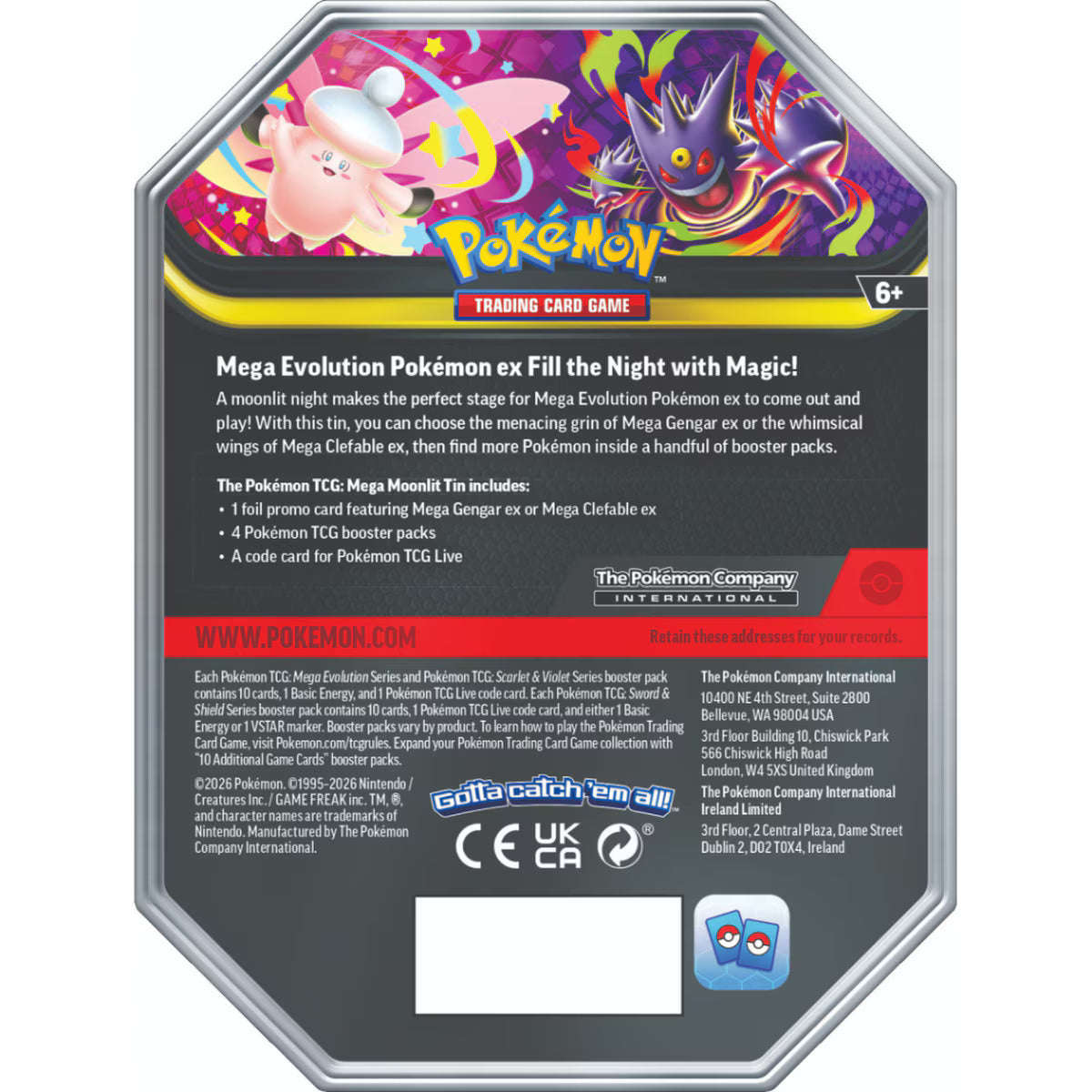 Pokémon TCG: Mega Moonlit ex Tin (Mega Clefable Ex)
