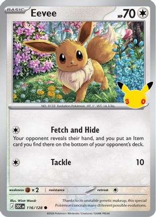 Eevee 116/128  - Holofoil ME 30th Celebration - Common