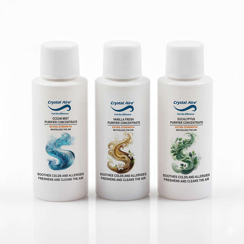 Crystal Aire 30ml Ocean Mist, Eucalyptus & Vanilla Air Purifier Concentrates - 3 Pack