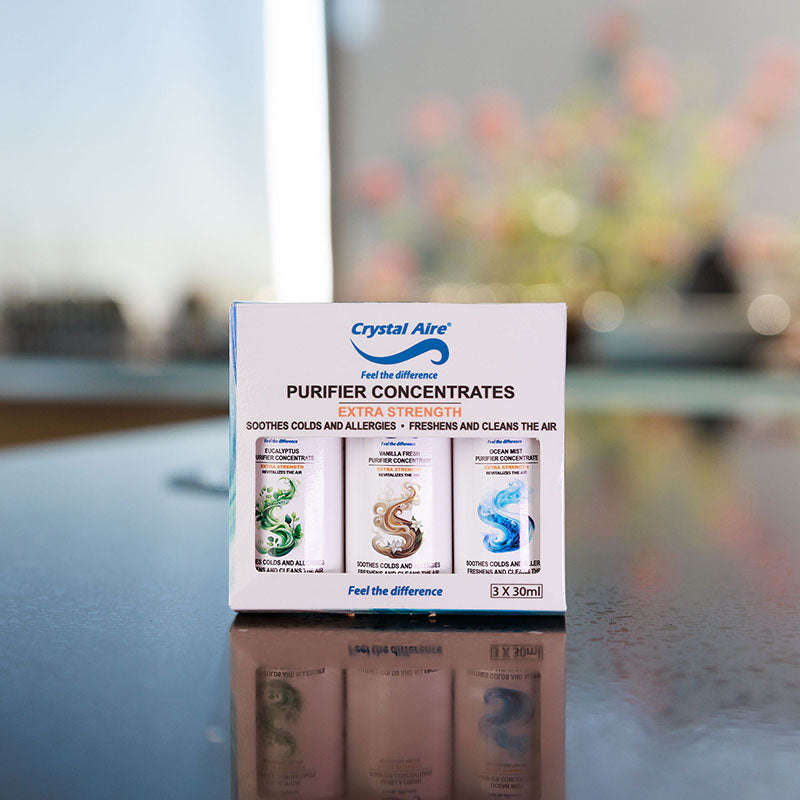 Crystal Aire 30ml Ocean Mist, Eucalyptus & Vanilla Air Purifier Concentrates - 3 Pack