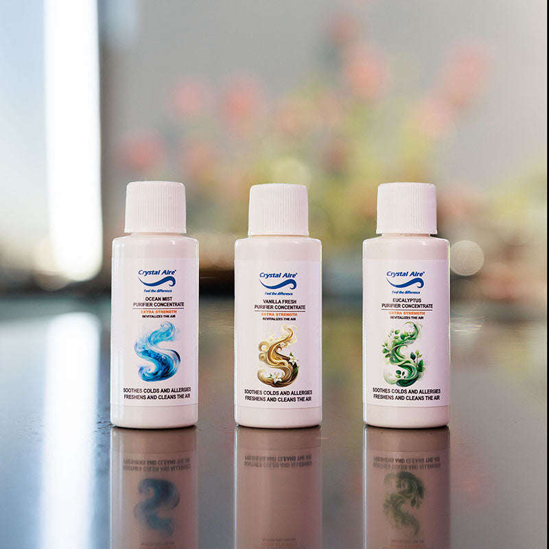 Crystal Aire 30ml Ocean Mist, Eucalyptus & Vanilla Air Purifier Concentrates - 3 Pack