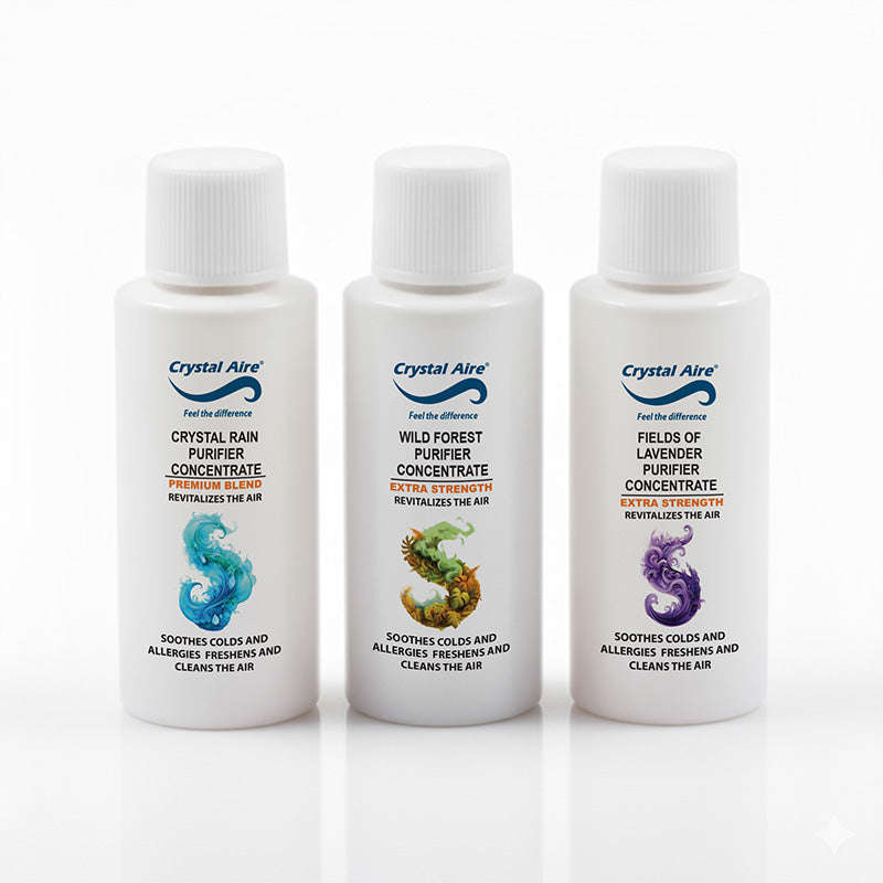 Crystal Aire 30ml Crystal Rain, Lavendar & Wild Forest Air Purifier Concentrates - 3 Pack