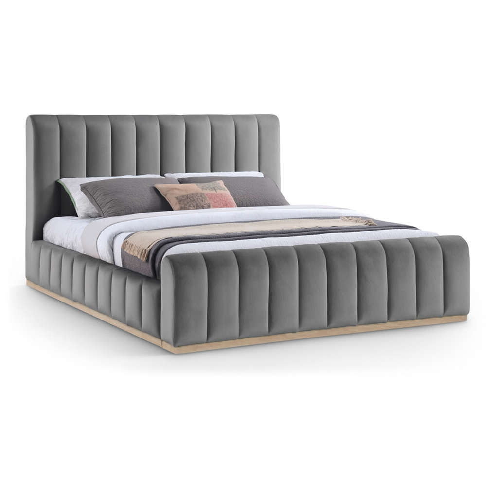 Denia Velvet Upholstered Sleigh Bed