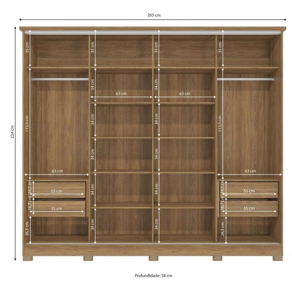 Esteban 4 Doors With Mirror Wardrobe