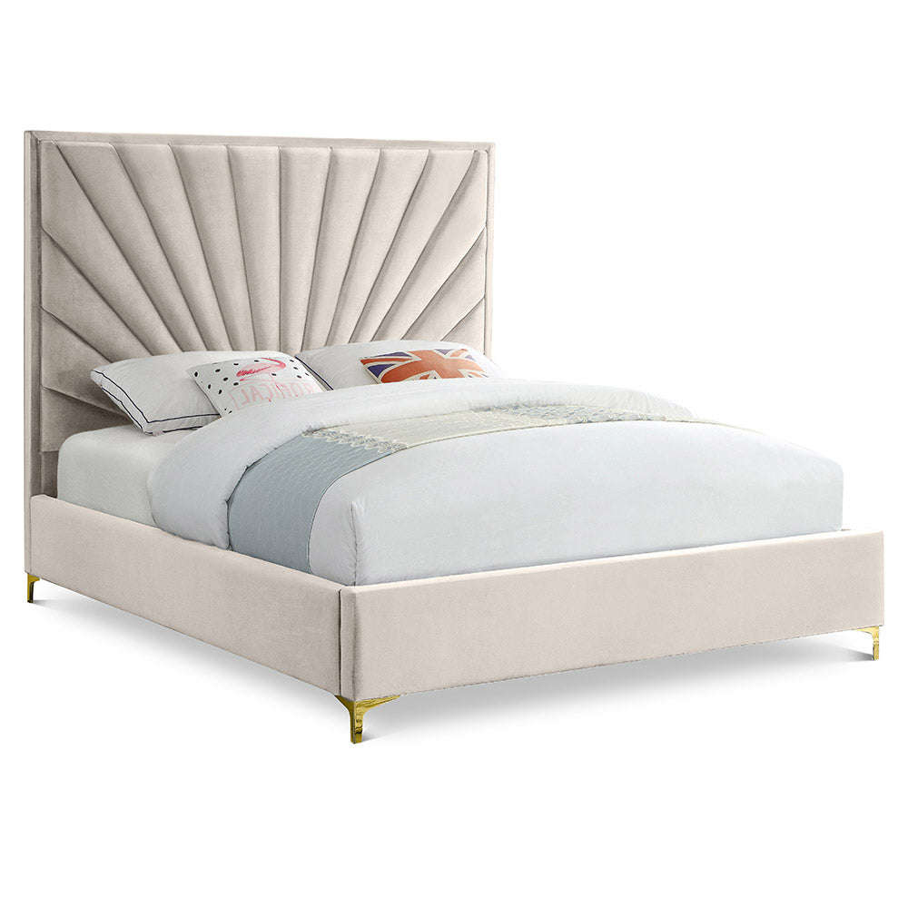 Odena Velvet Upholstered Sleigh Bed