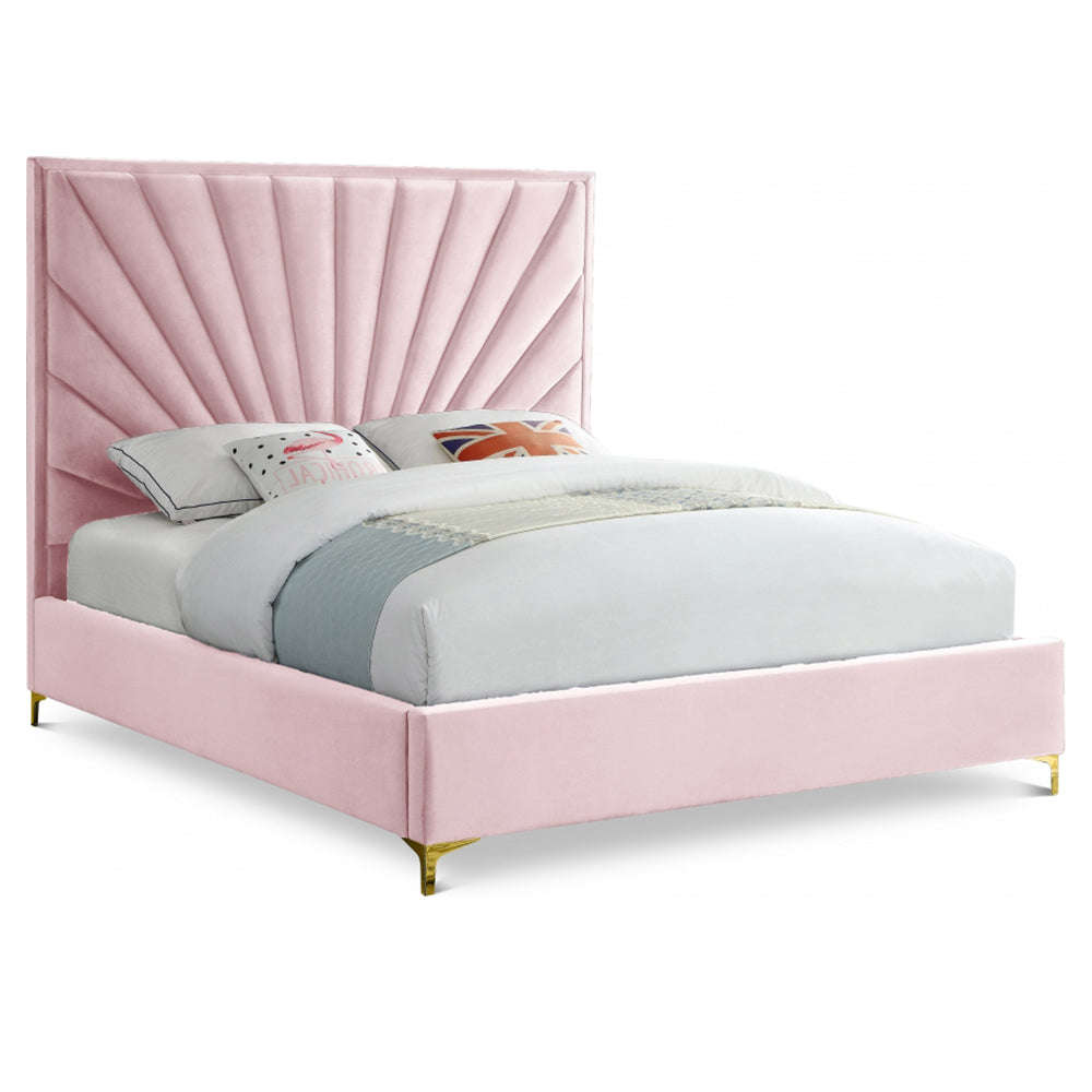 Odena Velvet Upholstered Sleigh Bed