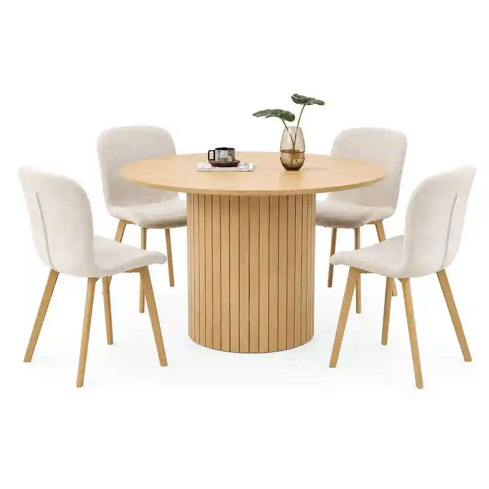 Oslo 5pc Dining Set Beige-Light Oak