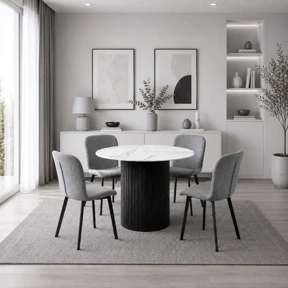 Oslo 5pc Dining Set Black-Grey