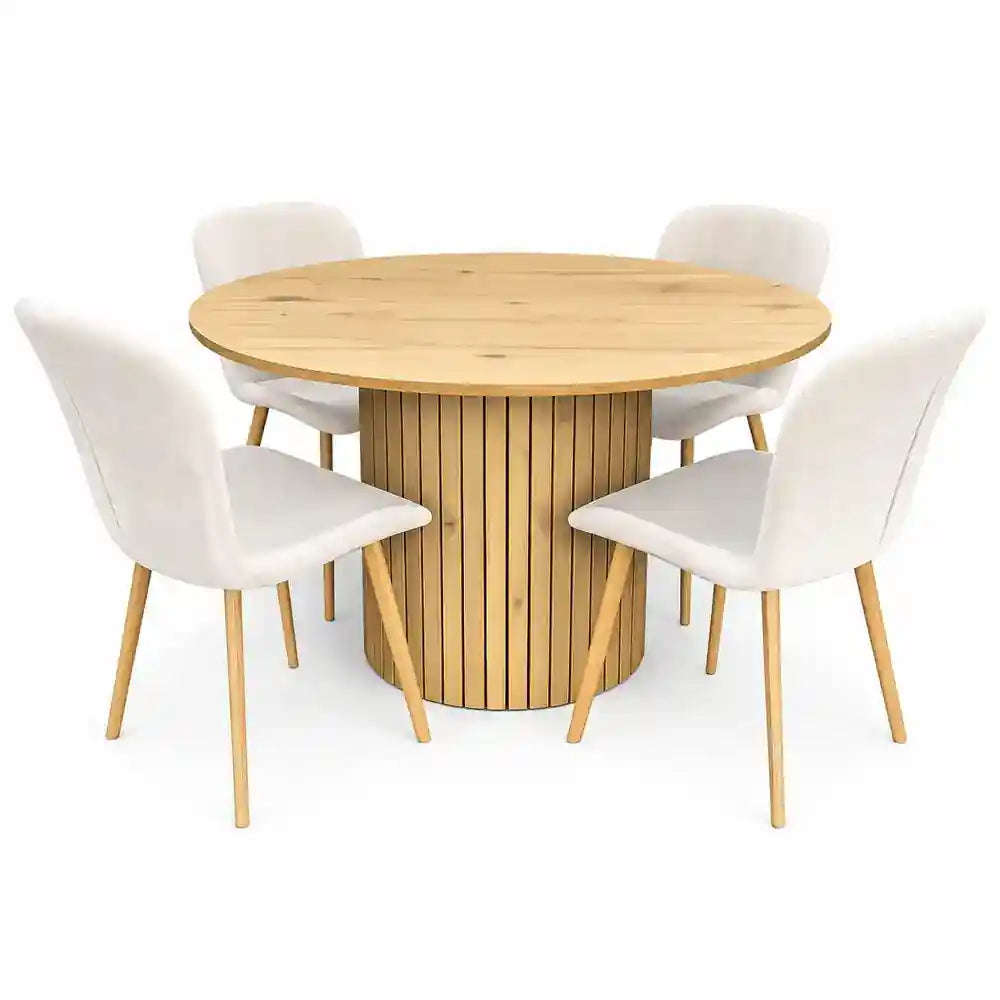 Oslo 5pc Dining Set Beige-Light Oak