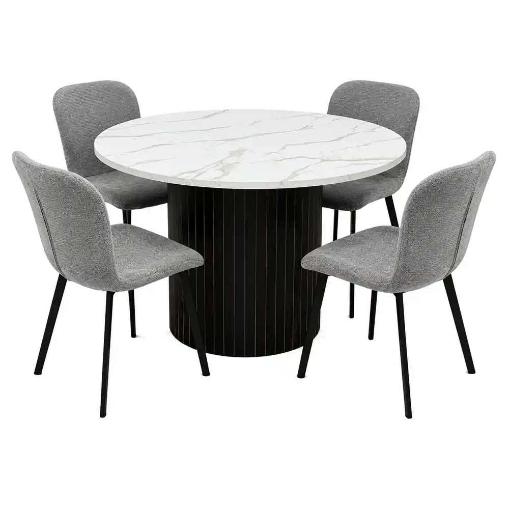 Oslo 5pc Dining Set Black-Grey