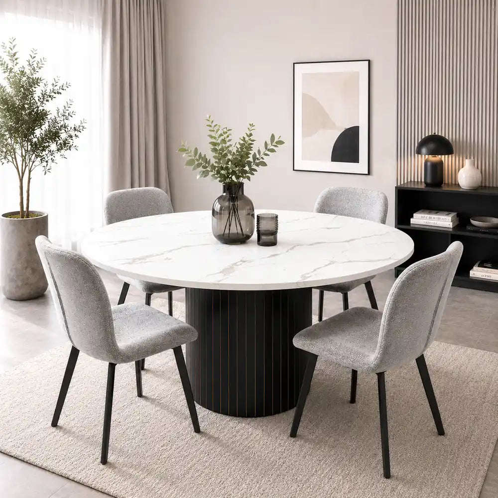 Oslo 5pc Dining Set Black-Grey