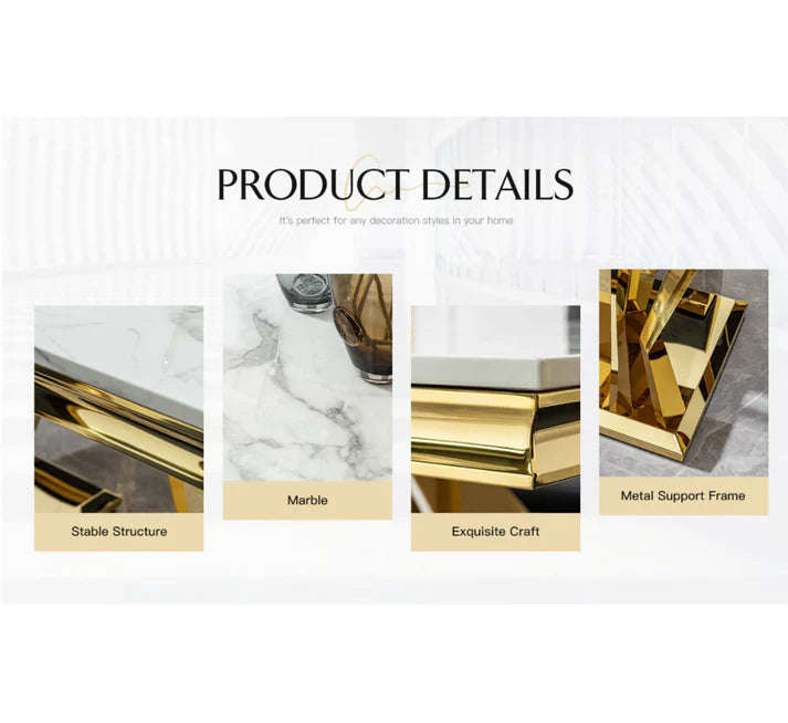 Bellvara Marble & Gold Dining Table