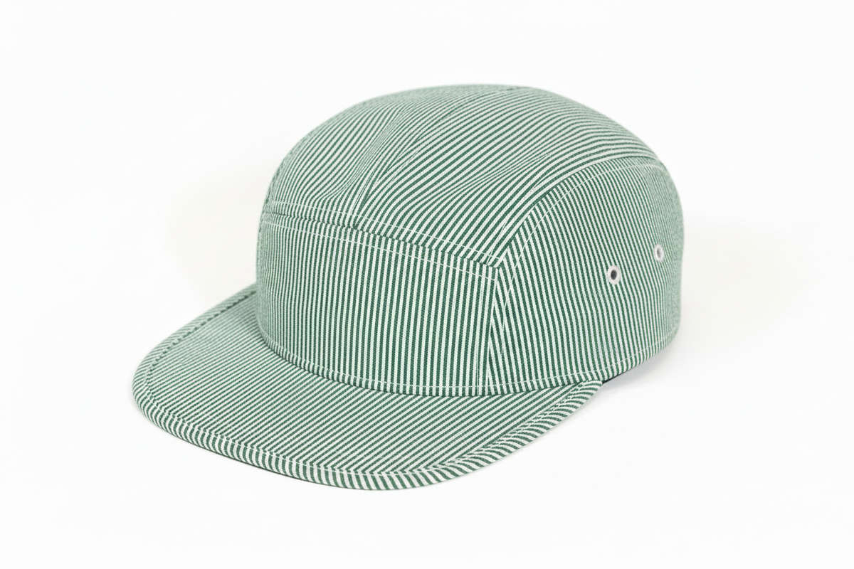 5 Panel Green Striped Cap