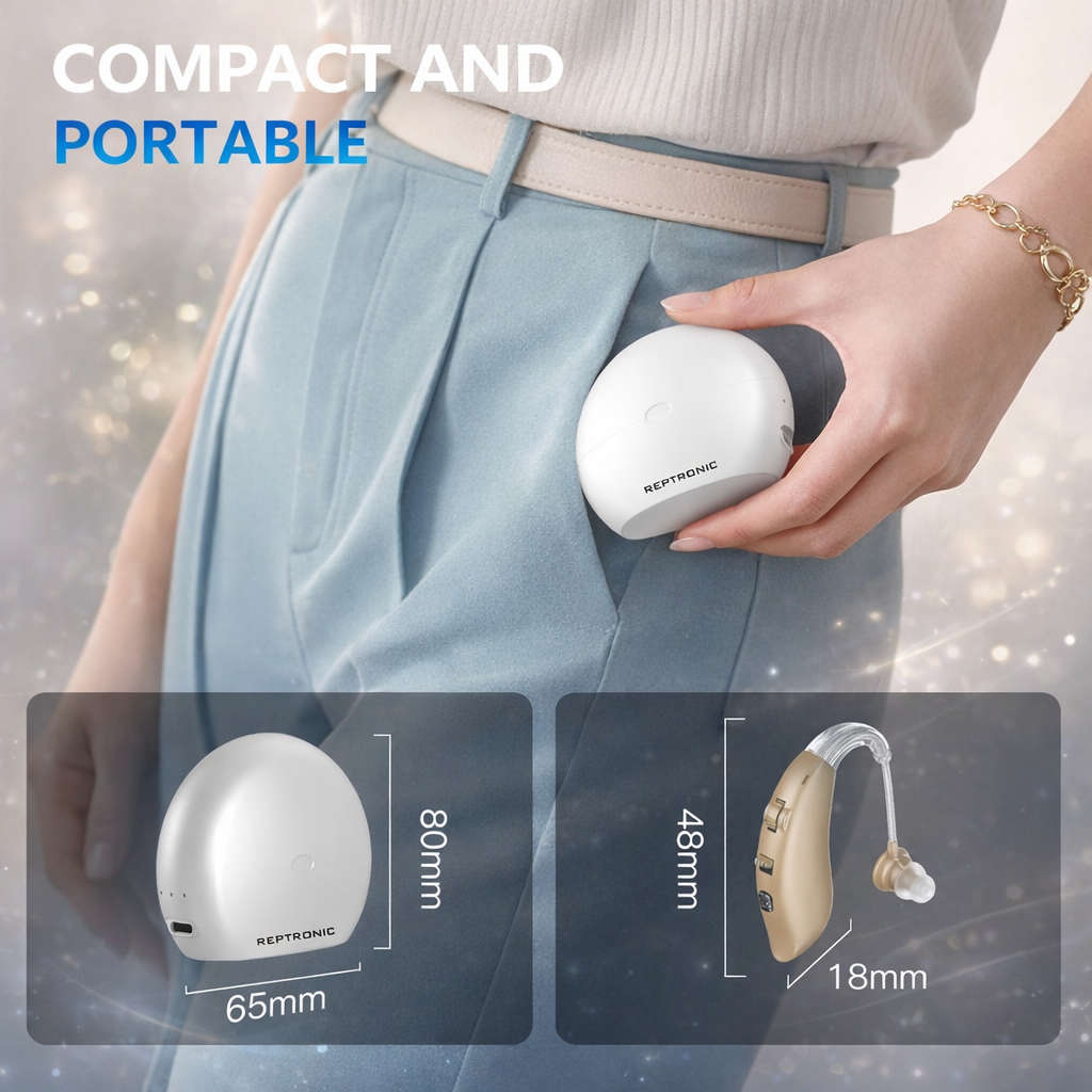 Reptronic Bluetooth Hearing Amplifiers with Charging case- Behind The Ears