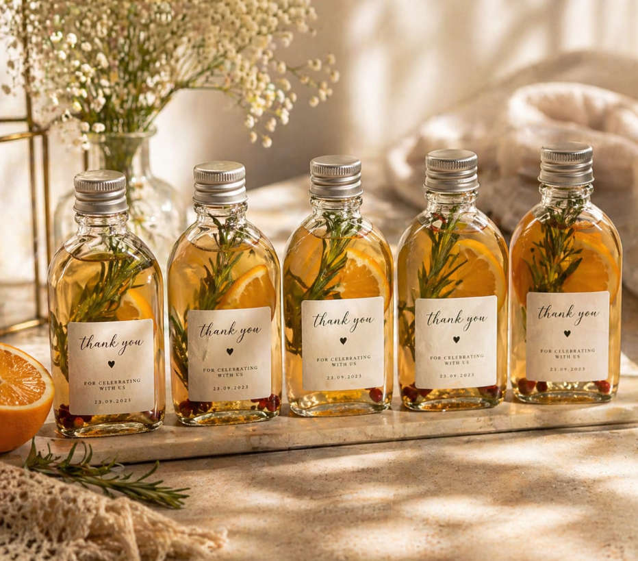Glass Bottles with Silver Caps 200ml - Set of 5