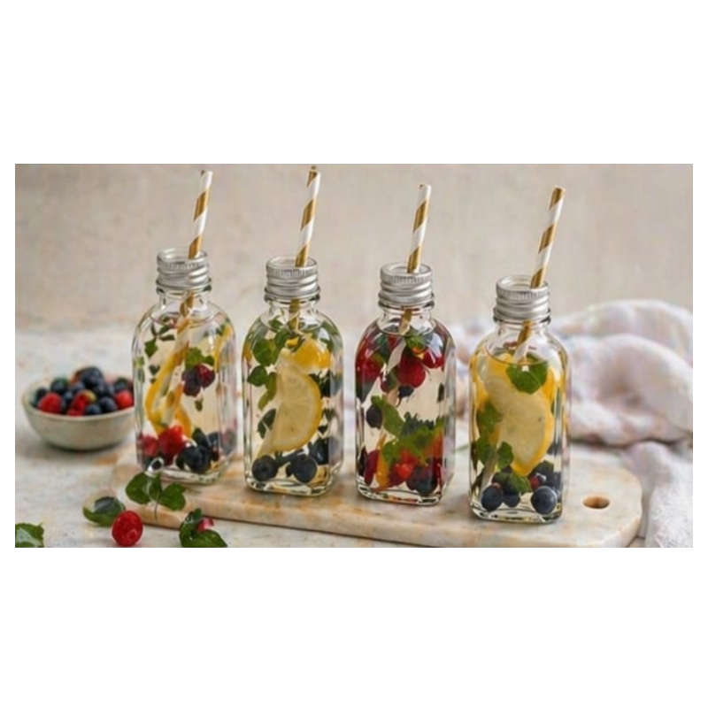 Glass Bottles with Silver Caps 200ml - Set of 5