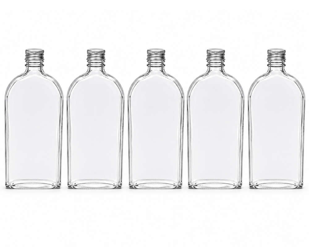 Glass Bottles with Silver Caps 500ml - Set of 5
