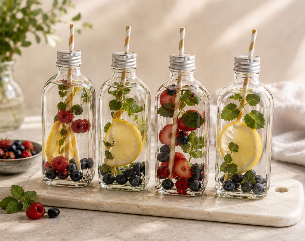 Glass Bottles with Silver Caps 500ml - Set of 5