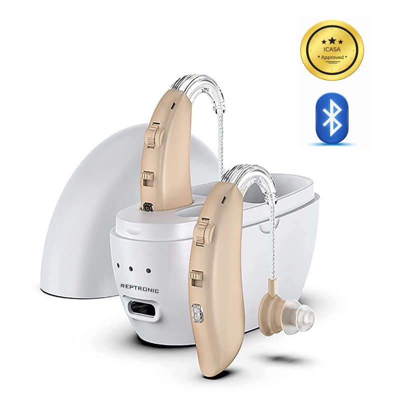 Reptronic Bluetooth Hearing Amplifiers with Charging case- Behind The Ears