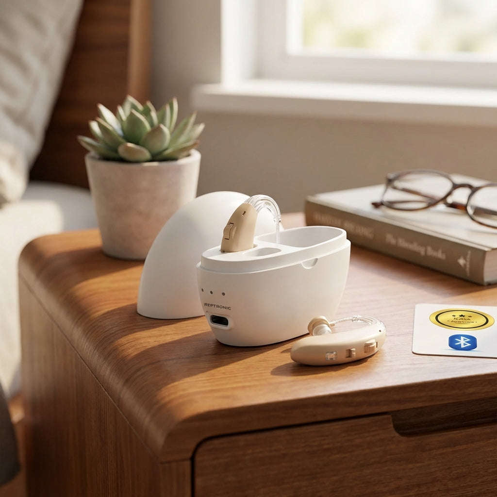 Reptronic Bluetooth Hearing Amplifiers with Charging case- Behind The Ears