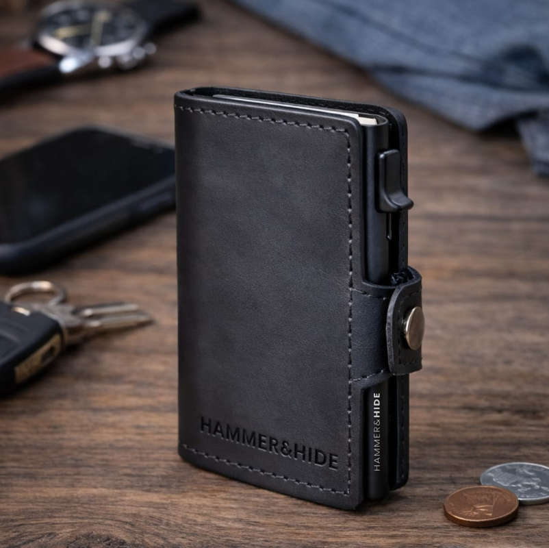 Reptronic Hammer&Hide Genuine Saddle Leather Pop-up Wallet
