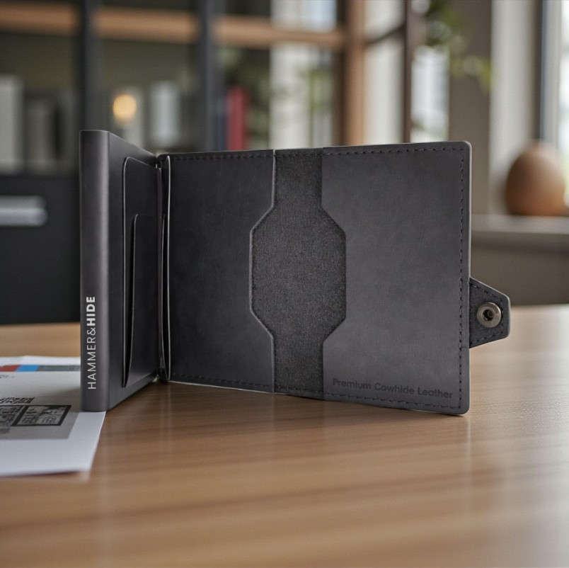 Reptronic Hammer&Hide Genuine Saddle Leather Pop-up Wallet