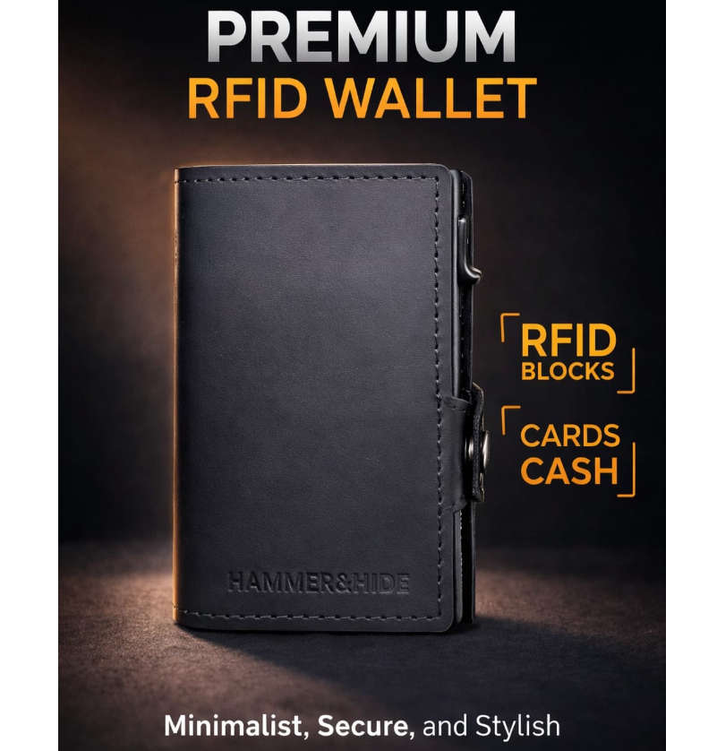 Reptronic Hammer&Hide Genuine Saddle Leather Pop-up Wallet