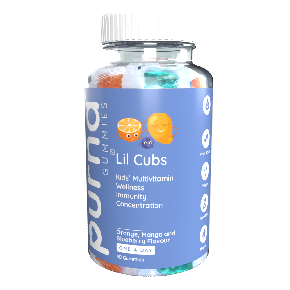 Vita-Aid Purna Lil Cubs Kids Multivitamin Orange, Mango & Blueberry flavour Gummies 30s
