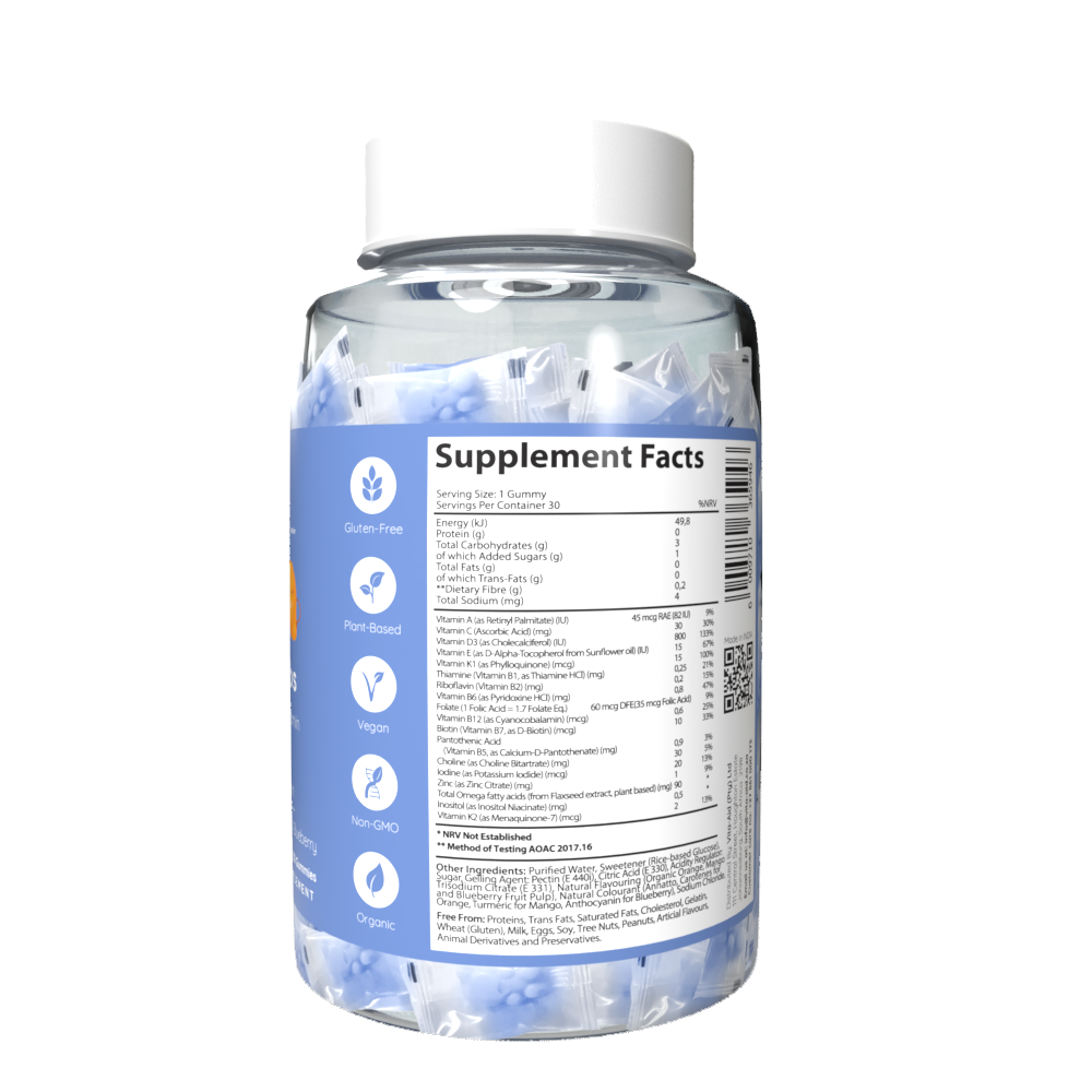 Vita-Aid Purna Lil Cubs Kids Multivitamin Orange, Mango & Blueberry flavour Gummies 30s