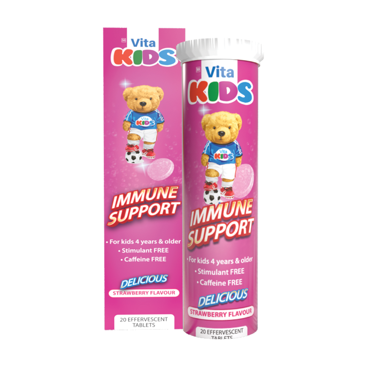 Vita Kids Immune Support Effervescent Tablets 20s Strawberry
